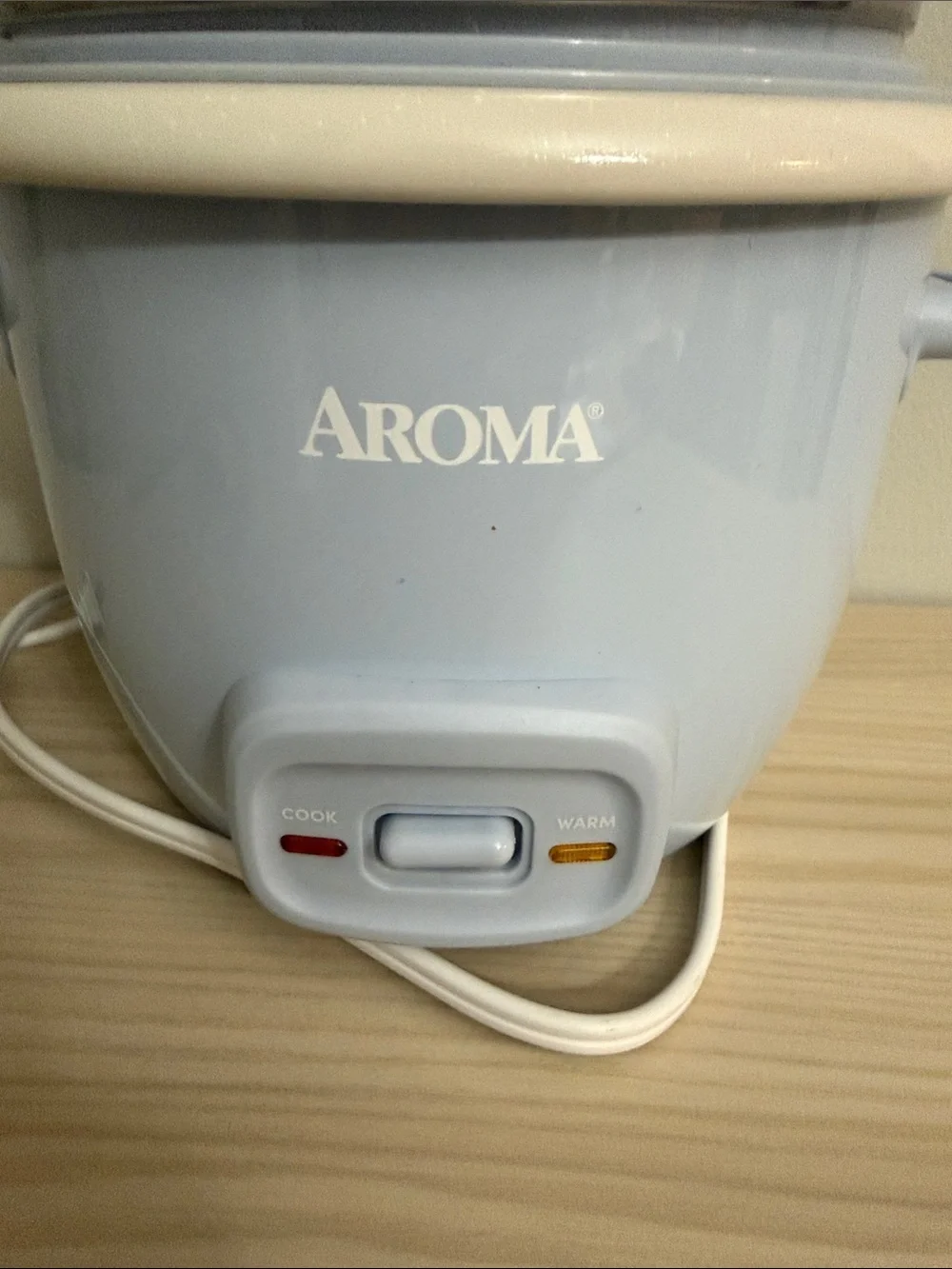 Aroma Home Light Blue Electric Rice Cooker with Glass Lid